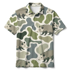 Opossum Camouflage Hunting Funny Pattern Men Polo Shirt
