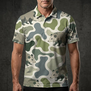 Opossum Camouflage Hunting Funny Pattern Men Polo Shirt