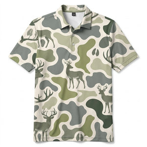Deer Camouflage Hunting Funny Pattern Men Polo Shirt
