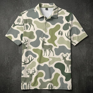 Deer Camouflage Hunting Funny Pattern Men Polo Shirt