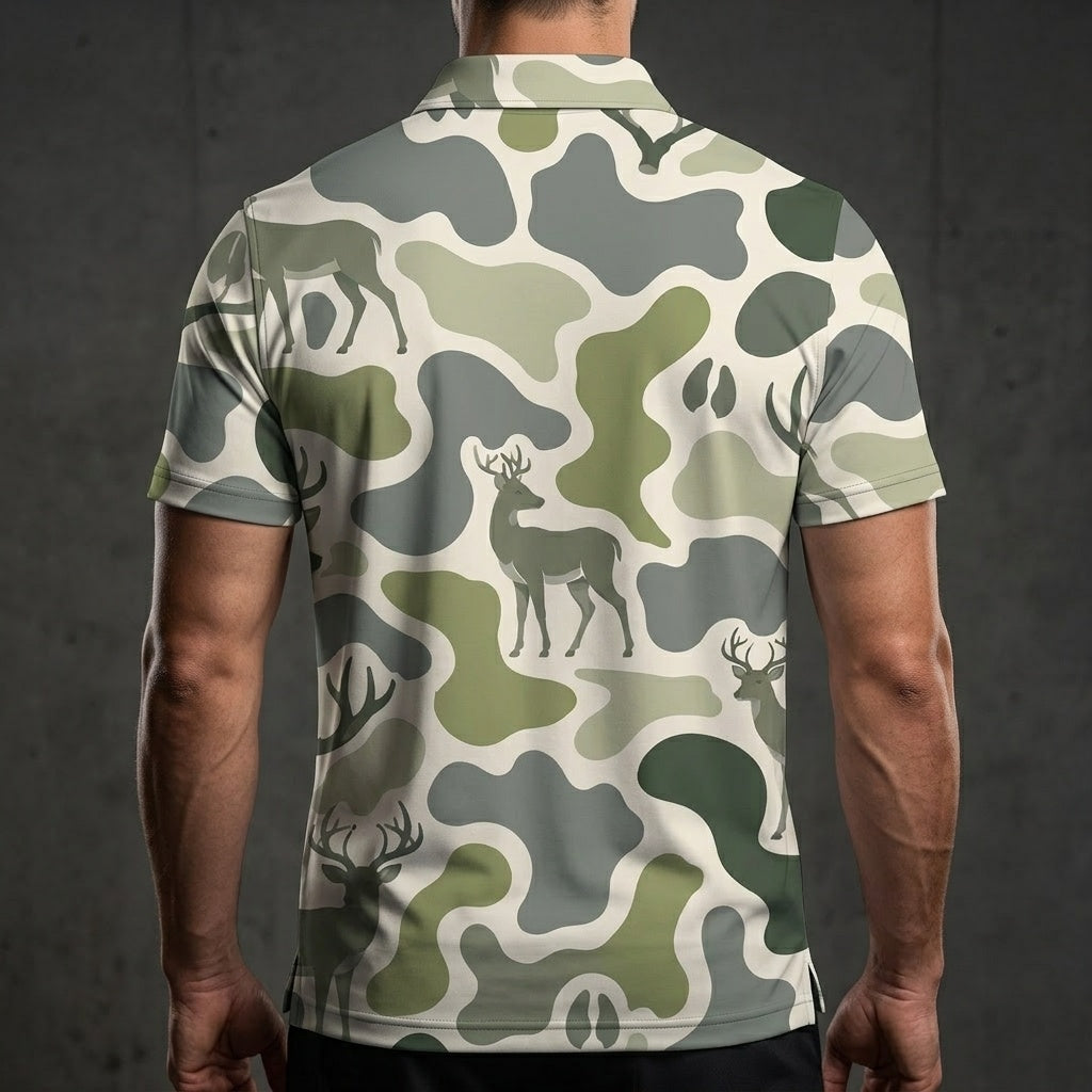 Deer Camouflage Hunting Funny Pattern Men Polo Shirt