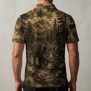 Hog Forest Camouflage Dark Men Polo Shirt