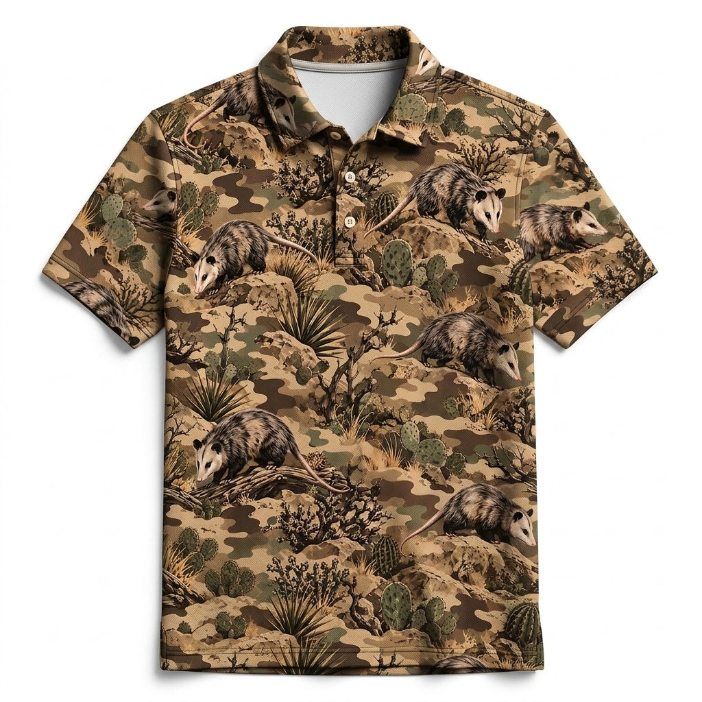 Desert Opossum Camo Pattern Men Polo Shirt
