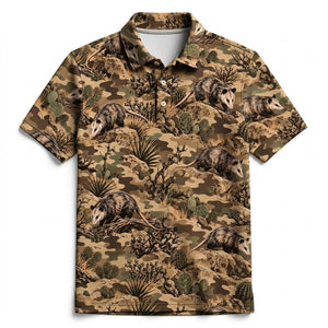 Desert Opossum Camo Pattern Men Polo Shirt