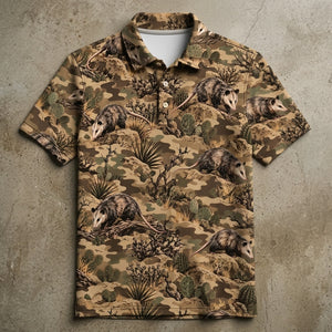 Desert Opossum Camo Pattern Men Polo Shirt