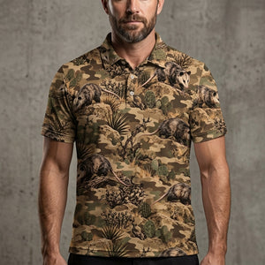 Desert Opossum Camo Pattern Men Polo Shirt