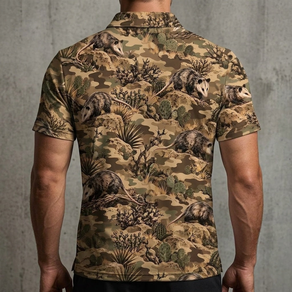 Desert Opossum Camo Pattern Men Polo Shirt