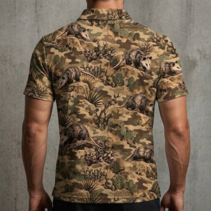 Desert Opossum Camo Pattern Men Polo Shirt