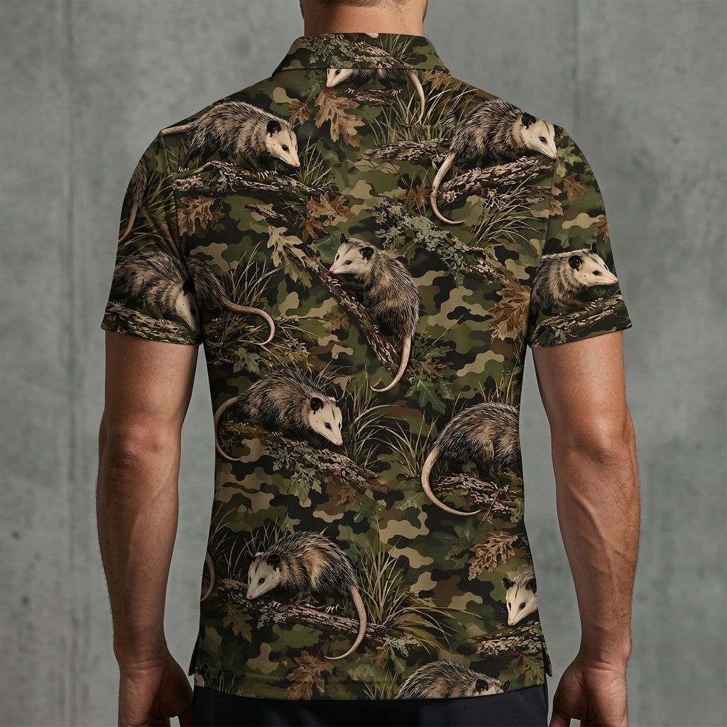 Woodland Opossum Camouflage Men Polo Shirt