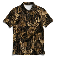 Vintage Deer Art Camo Men Polo Shirt