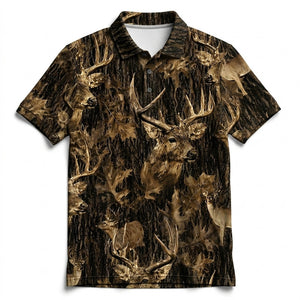 Vintage Deer Art Camo Men Polo Shirt
