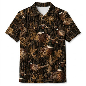 Vintage Pheasant Art Camo Men Polo Shirt