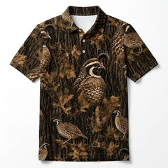 Vintage Quail Art Camo Men Polo Shirt