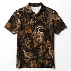 Vintage Quail Art Camo Men Polo Shirt