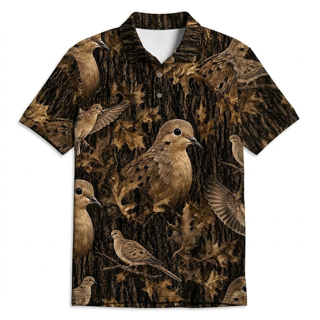 Vintage Wild Dove Art Camo Men Polo Shirt