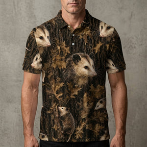 Vintage Opossum Art Camo Men Polo Shirt