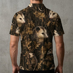 Vintage Opossum Art Camo Men Polo Shirt