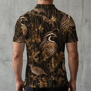 Vintage Quail Art Camo Men Polo Shirt