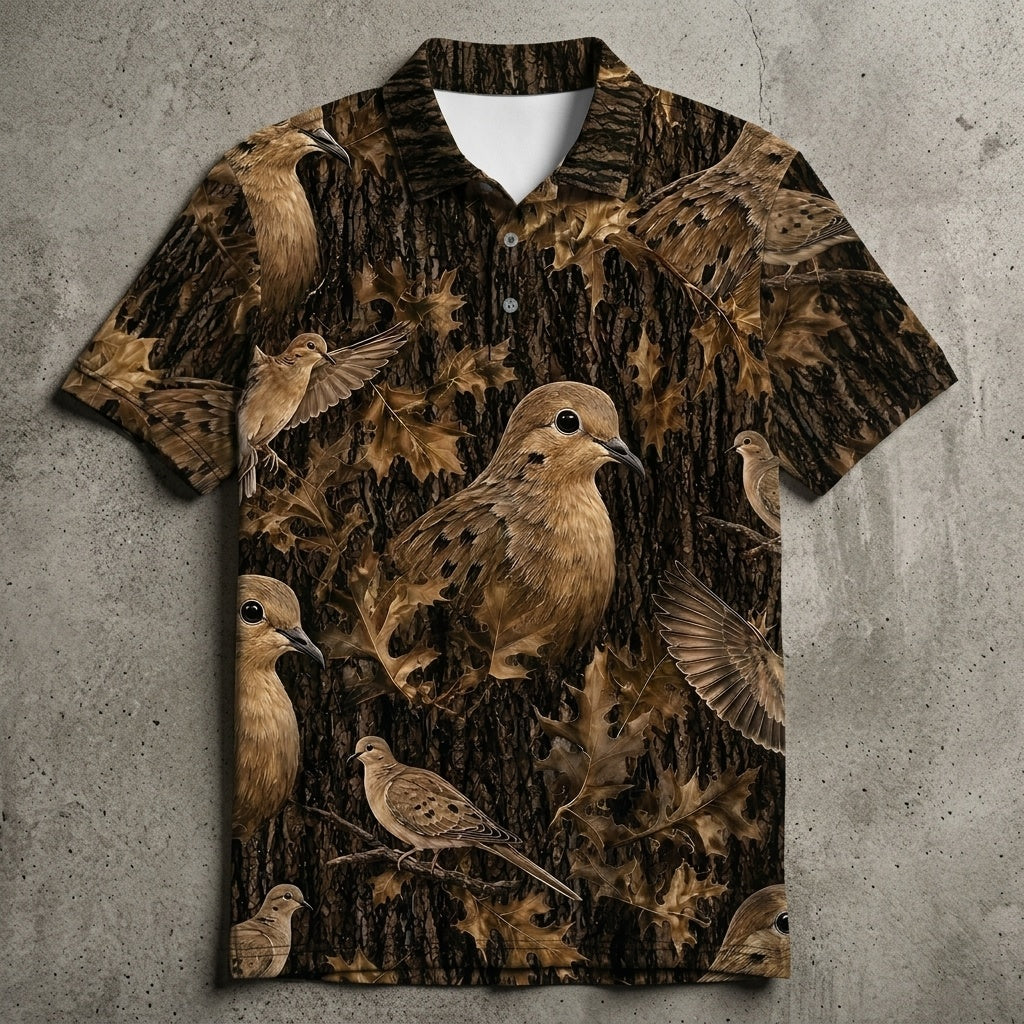 Vintage Wild Dove Art Camo Men Polo Shirt