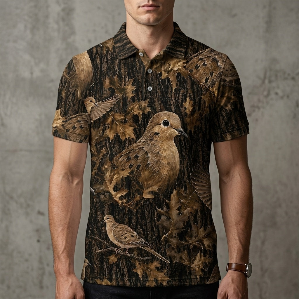 Vintage Wild Dove Art Camo Men Polo Shirt