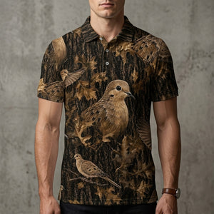 Vintage Wild Dove Art Camo Men Polo Shirt