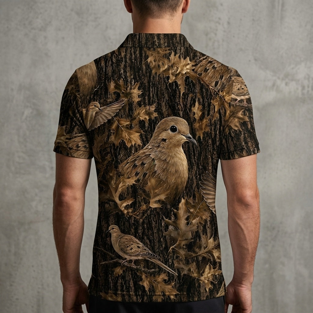 Vintage Wild Dove Art Camo Men Polo Shirt