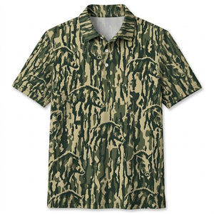 Hog Stripe Camouflage Men Polo Shirt