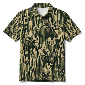 Moose Stripe Camoufalge Men Polo Shirt