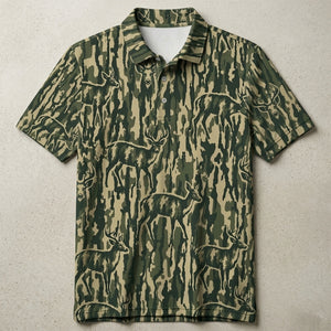 Deer Stripe Camouflage Men Polo Shirt