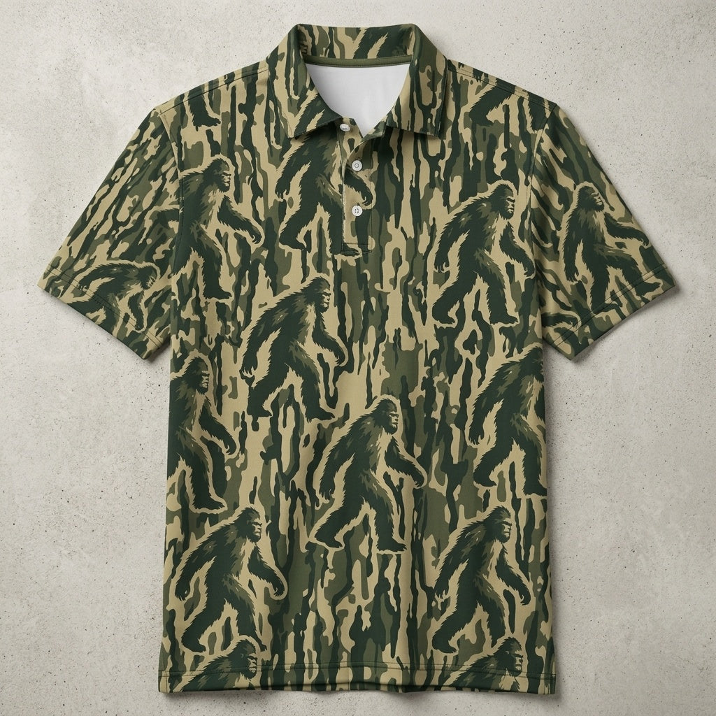 Bigfoot Stripe Camoufalge Men Polo Shirt