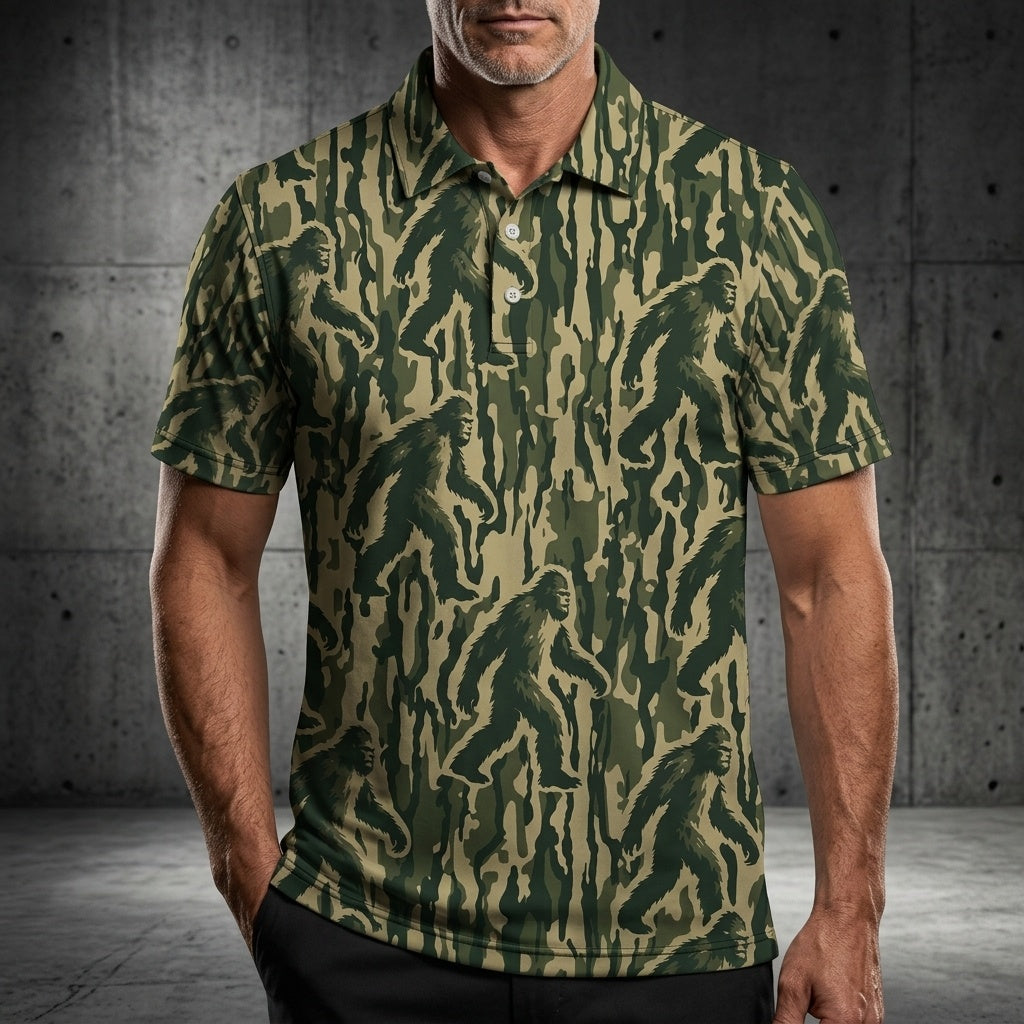 Bigfoot Stripe Camoufalge Men Polo Shirt