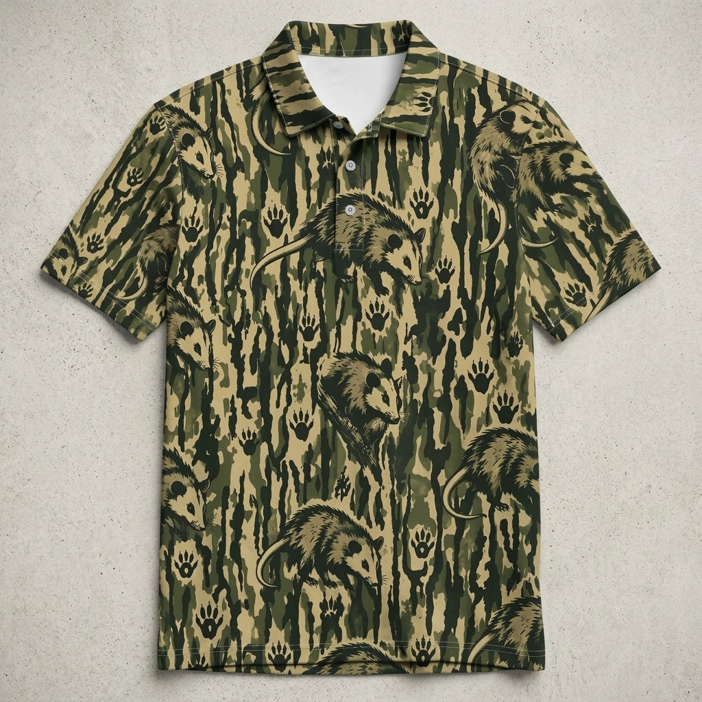 Opossum Stripe Camouflage Men Polo Shirt