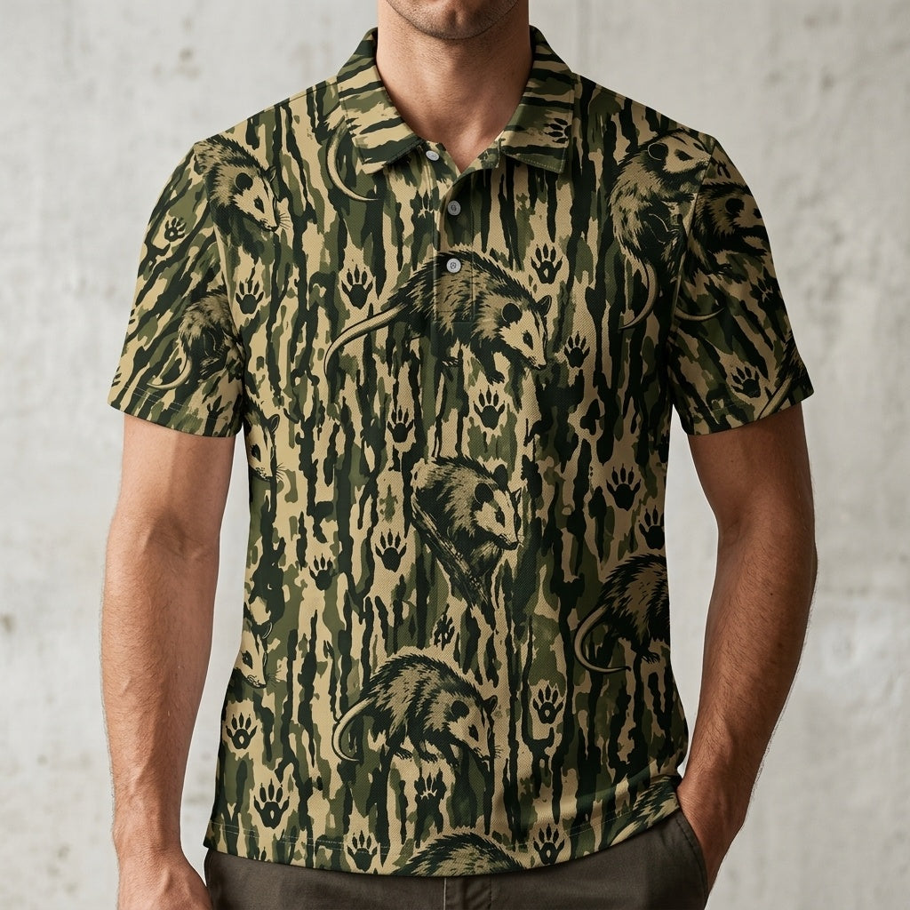 Opossum Stripe Camouflage Men Polo Shirt