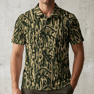 Opossum Stripe Camouflage Men Polo Shirt
