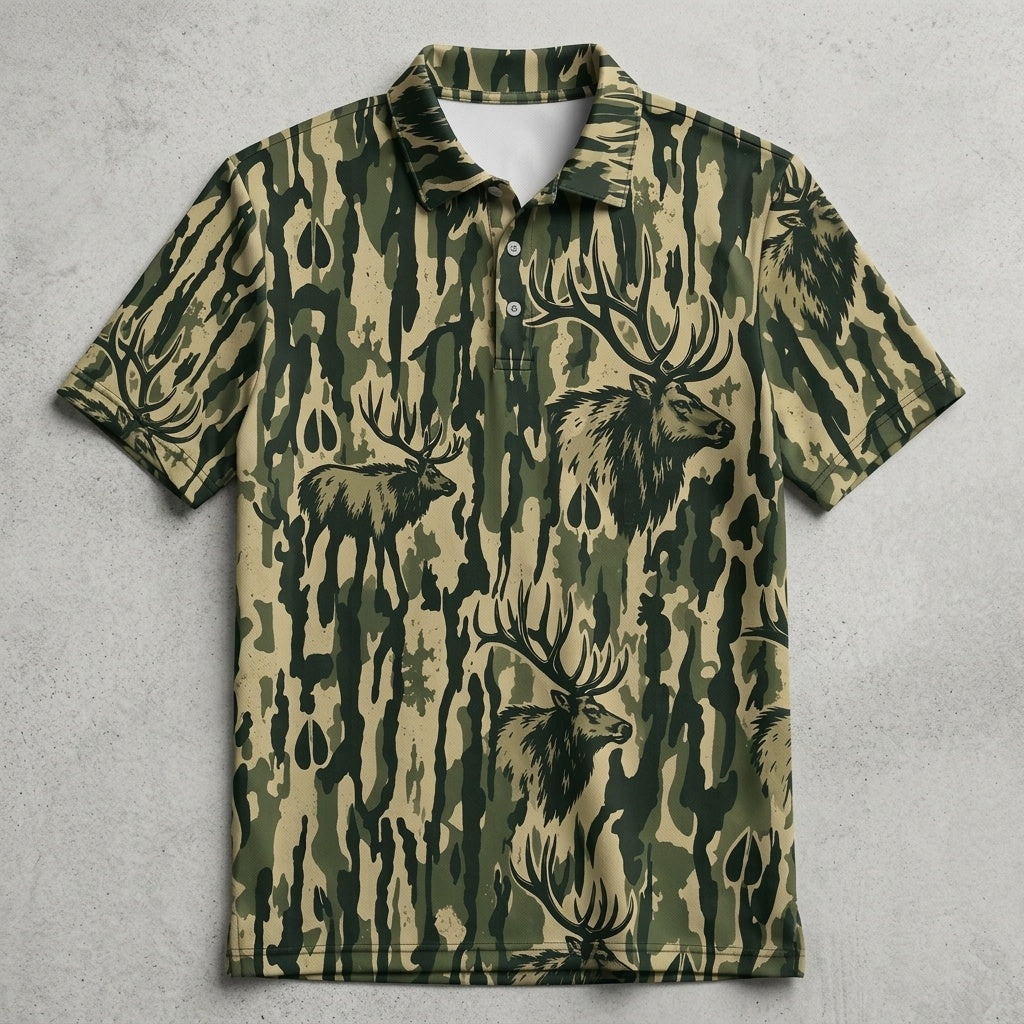 Elk Stripe Camoufalge Men Polo Shirt