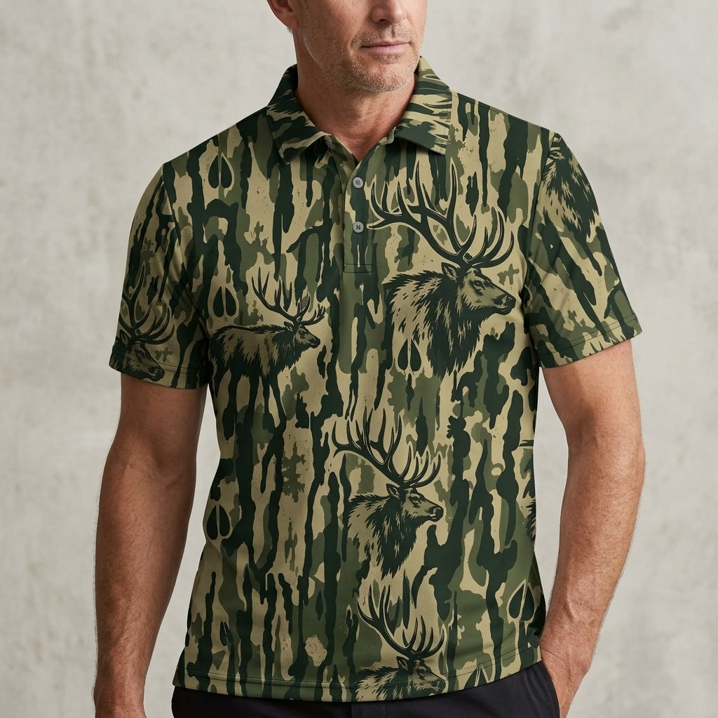 Elk Stripe Camoufalge Men Polo Shirt