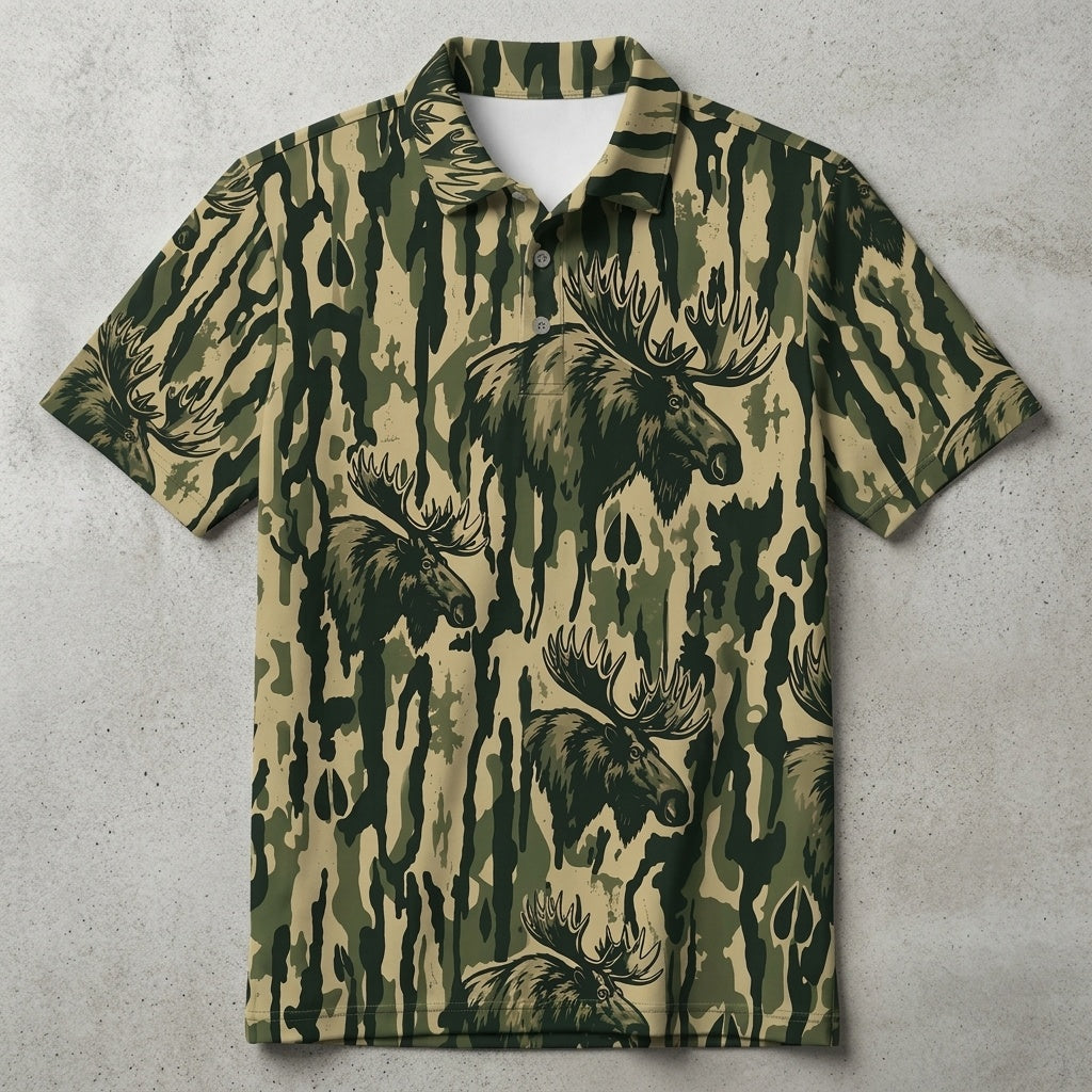 Moose Stripe Camoufalge Men Polo Shirt