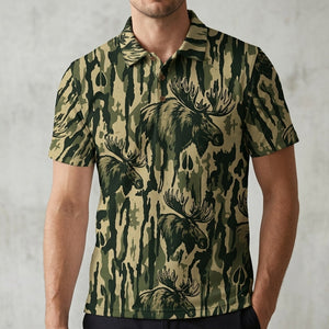 Moose Stripe Camoufalge Men Polo Shirt