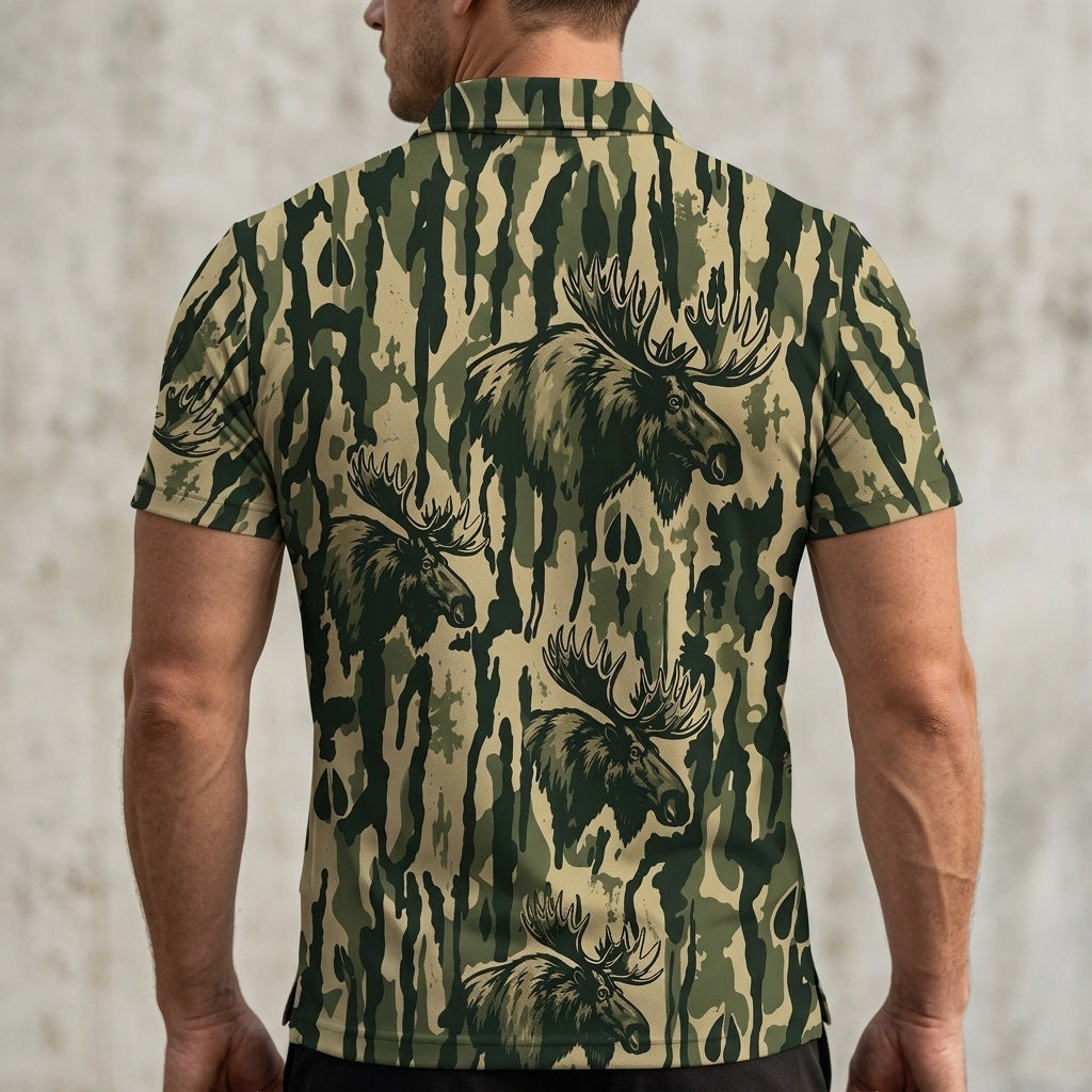 Moose Stripe Camoufalge Men Polo Shirt