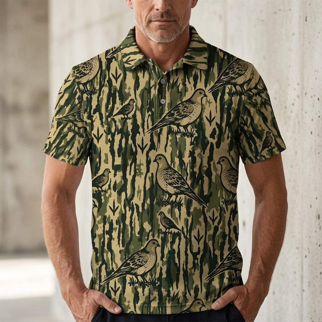 Dove Stripe Camouflage Men Polo Shirt