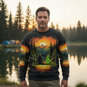 Bigfoot And Alien Fishing Night All Over Print Shirt
