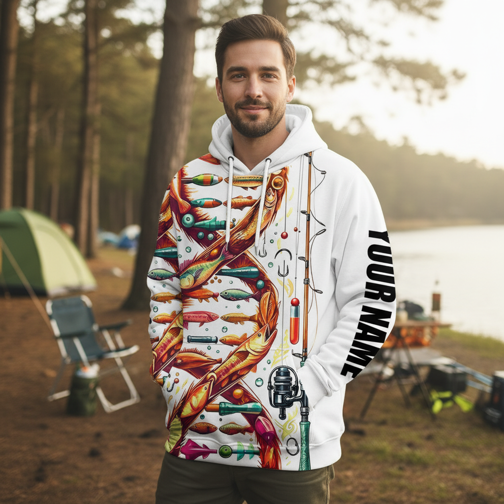 Custom Name Fishing DNA All Over Print Shirt