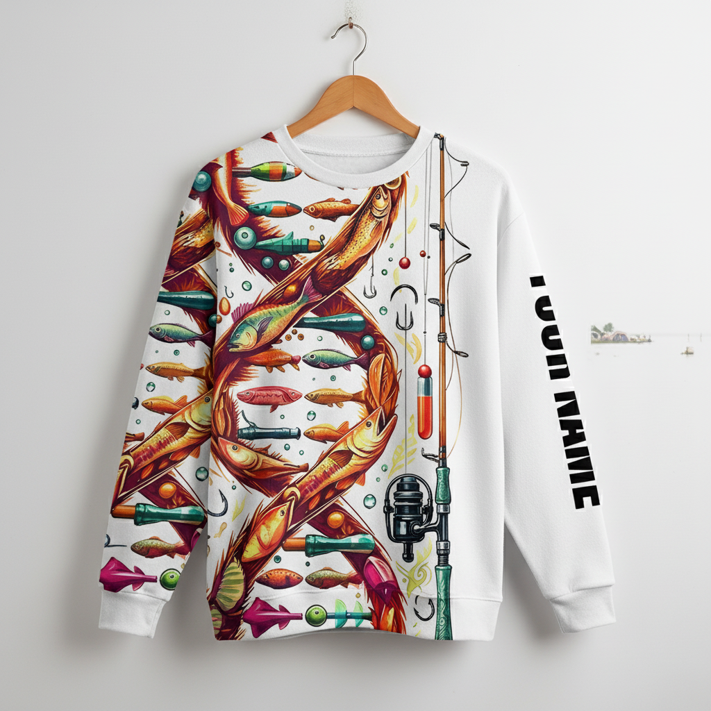 Custom Name Fishing DNA All Over Print Shirt