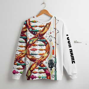 Custom Name Fishing DNA All Over Print Shirt