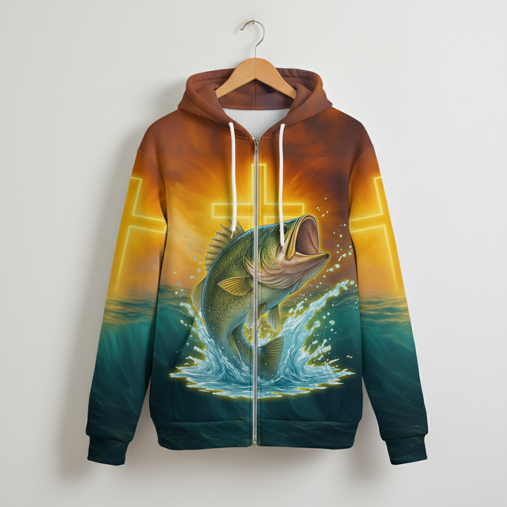 Bass Fishing Cross All Over Print Shirt