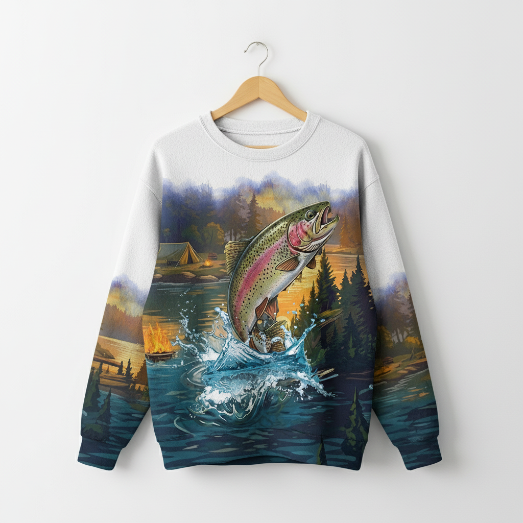 Rainbow Trout Fishing Sunset Strike All Over Print Shirt