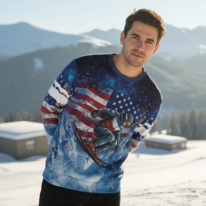 Patriotic USA Skiing Galaxy Winter All Over Print Shirt