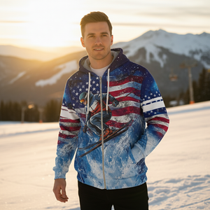 Patriotic USA Skiing Galaxy Winter All Over Print Shirt