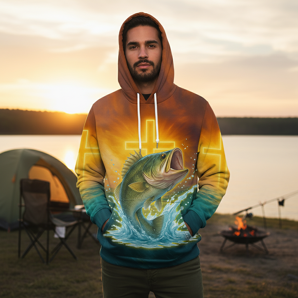 Bass Fishing Cross All Over Print Shirt