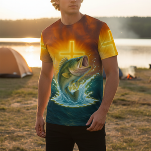 Bass Fishing Cross All Over Print Shirt